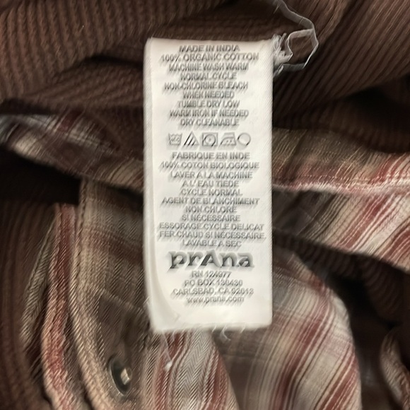PRANA Asylum Plaid flannel thermal lined Shacket brown outdoor camping organic - Picture 6 of 6